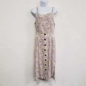 Skemo Womens Abstract Midi Dress Size L Multicolor Rayon Square Neck Bohemian